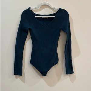 Abercrombie Blue Long Sleeve Ribbed Bodysuit
